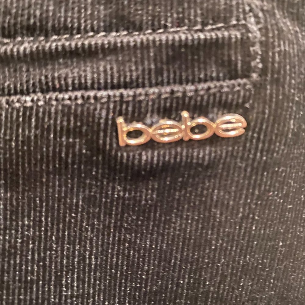 Bebe Black Corduroy A-Line Skirt w Front Zip, Pockets and Tie Belt Size 10 NWT - Picture 7 of 13